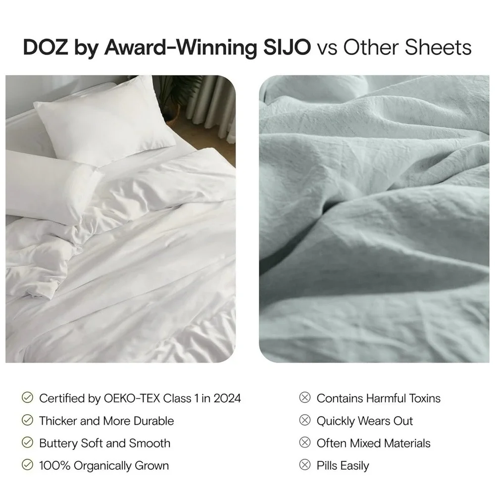 DOZ Duvet Cover Set, 100% Viscose Derived‎ from Bamboo, Organically Grown, Snow
